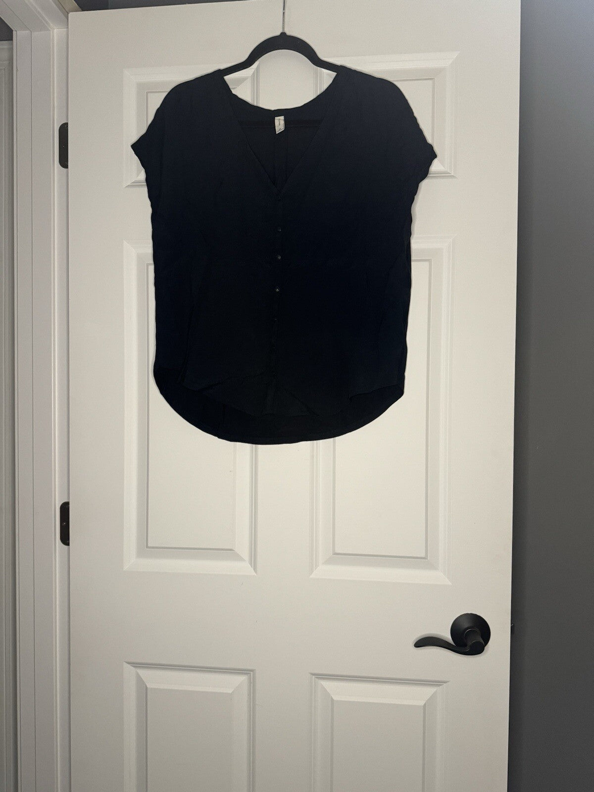 Gentle Fawn Short Sleeve Button Up Blouse XS Navy 