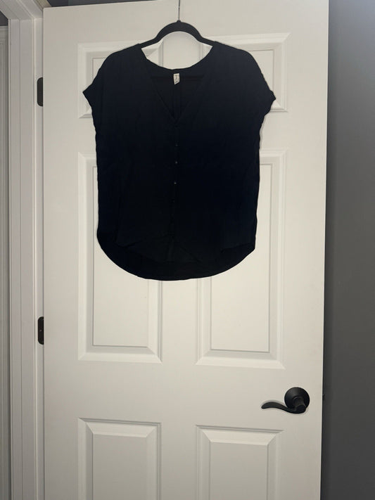 Gentle Fawn Short Sleeve Button Up Blouse XS Navy 