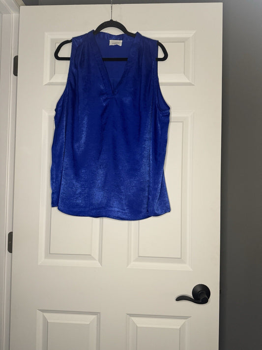 Andree By Unit Sleeveless Blouse Shiny Blue 1x 