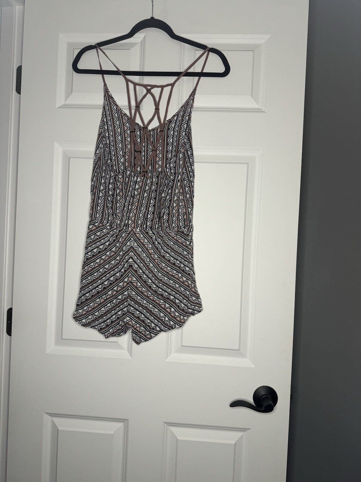 Dolce Vita Romper Small Rayon Mauve Peach Gray Print 