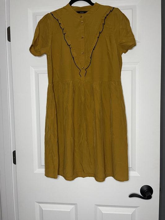 Vero Mode Short Sleeve Vivian Dress Brown W Black Trim Small Nwt 