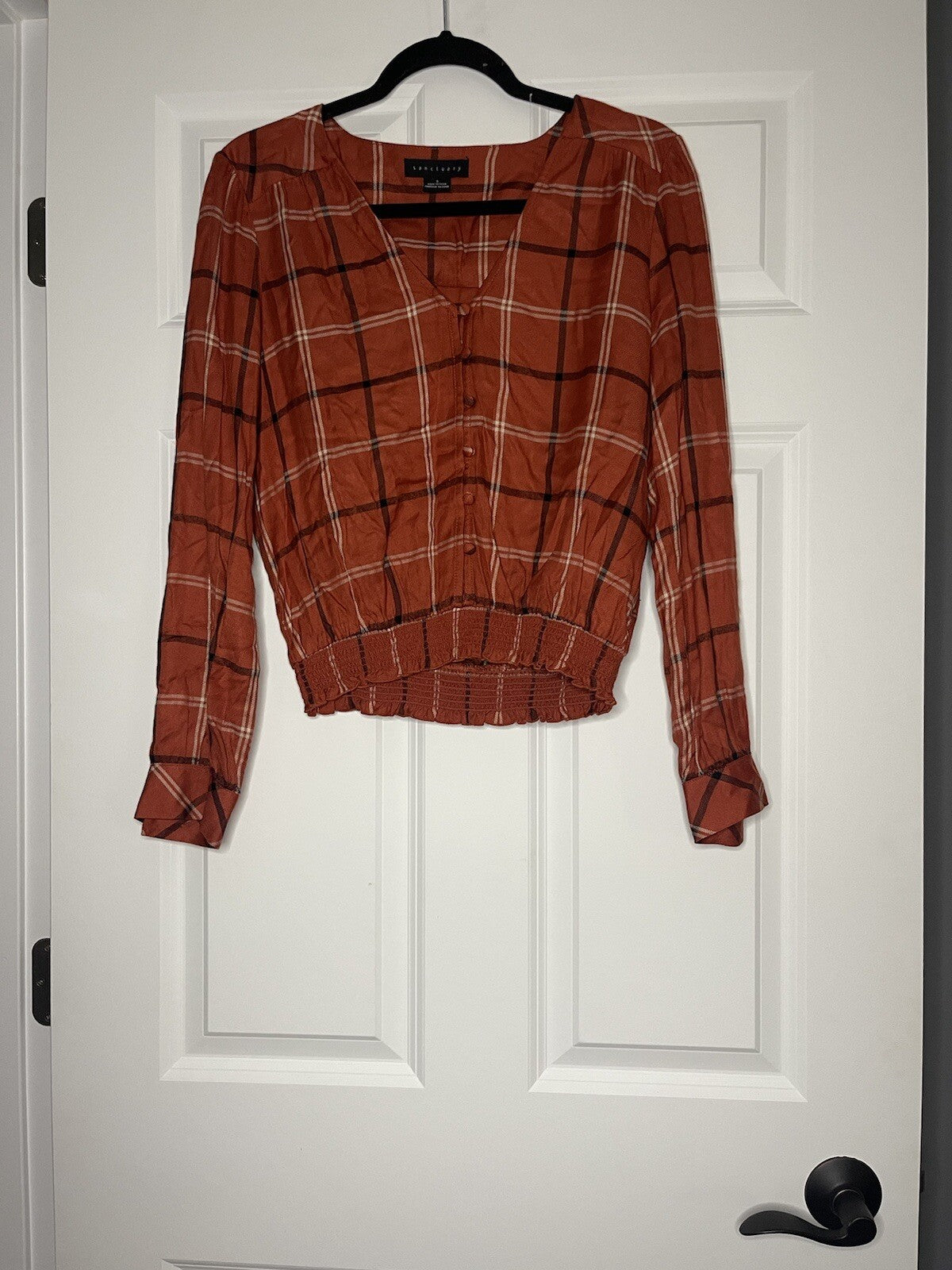 Sanctuary small blouse elsstic waistband orange w black stripes