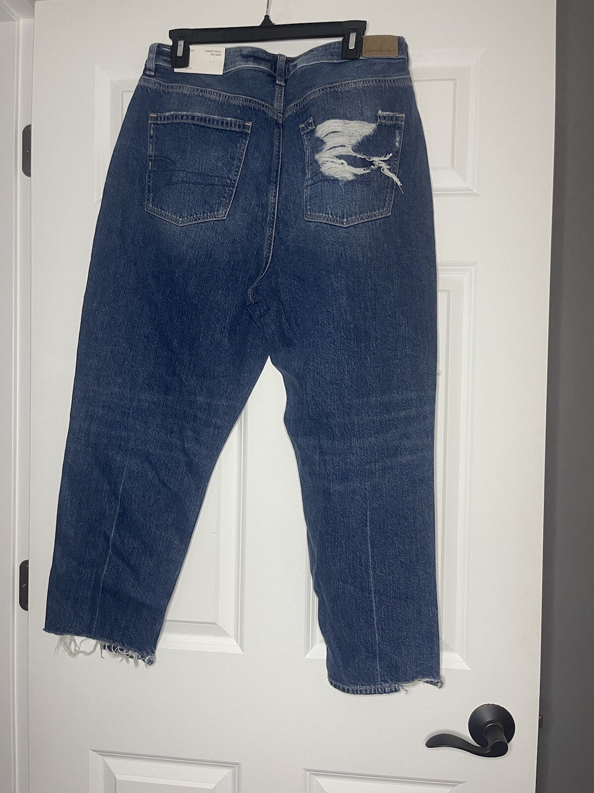American Eagle Comfort Stretch Waistband Mom Jeans 14 Short Distressed Nwt