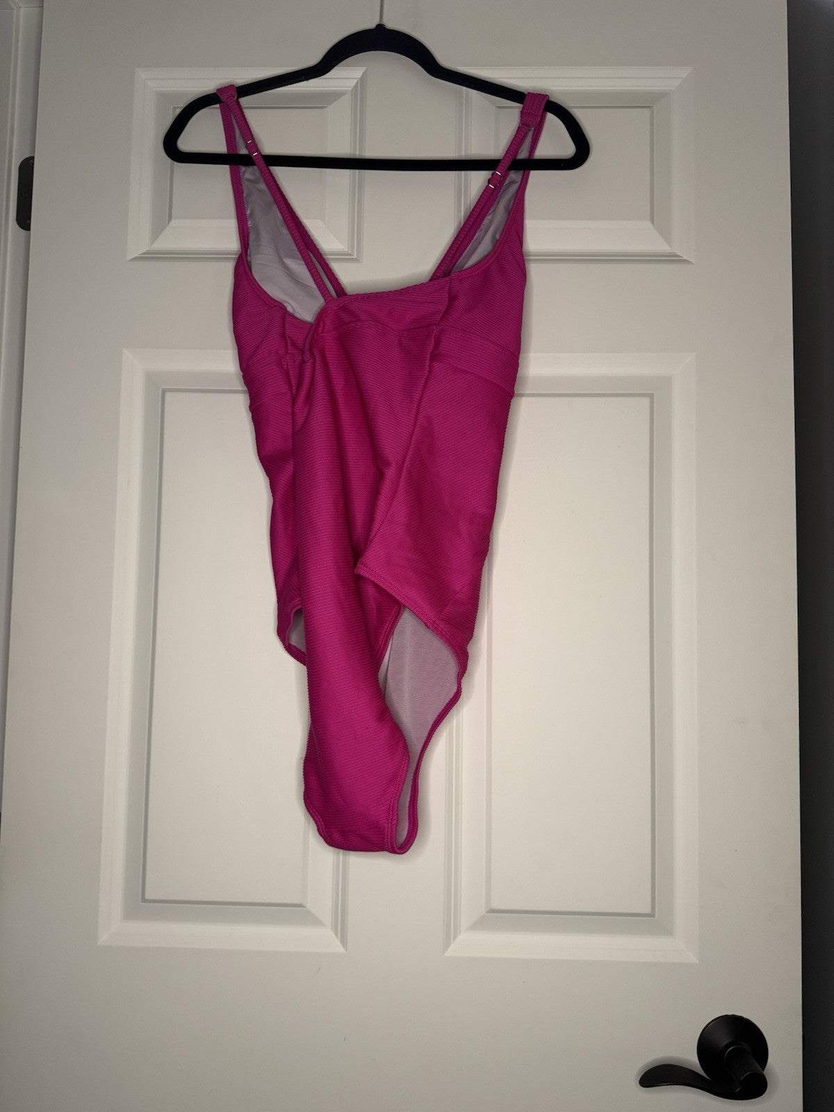 Cupshe One Piece Swimsuit Xl Ribbed Bright Pink 