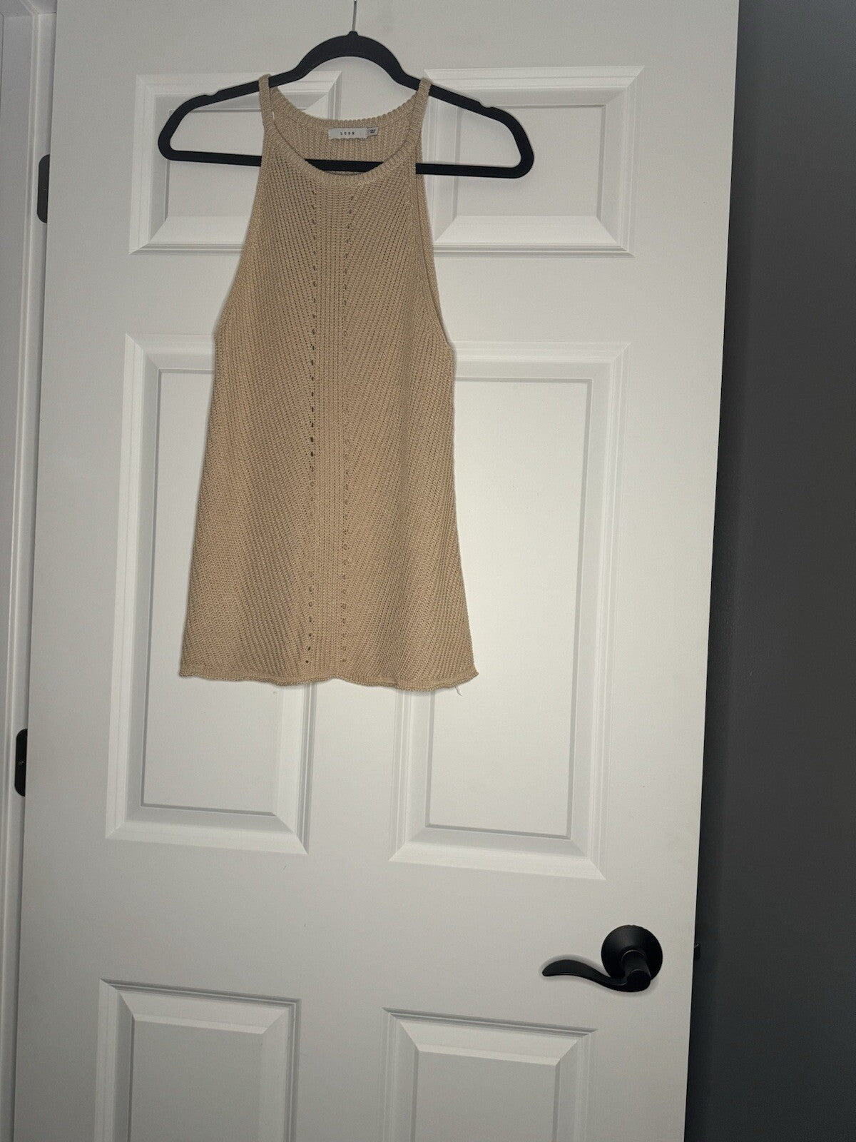 Lush Sleeveless Sweater Small Taupe 