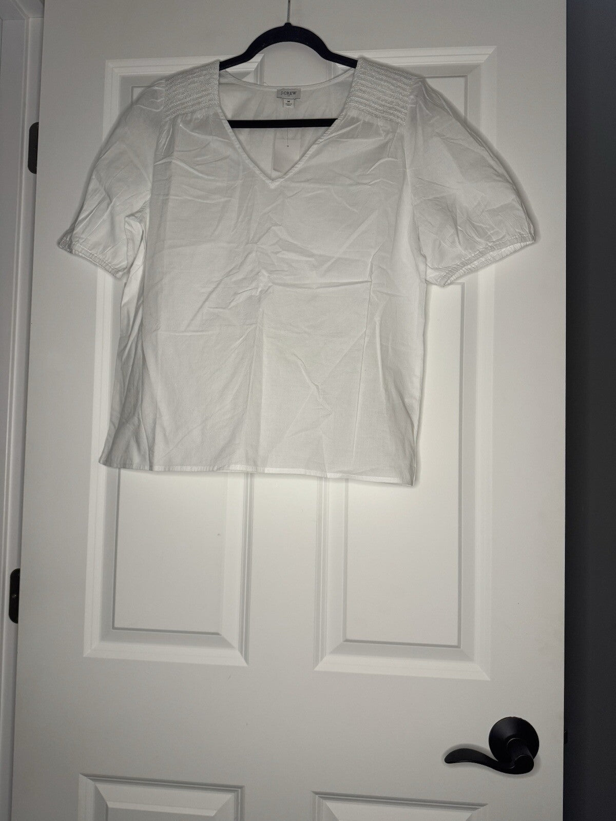 J Crew V Neck Short Sleeve Blouse White Medium Nwt 79.50