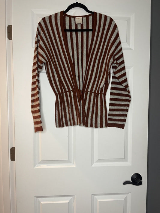 Kerisma cardigan sweater s/m rust and gray stripe 