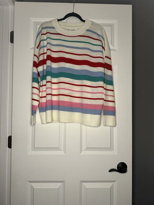 Andree By Unit 1x Sweater White Green Red Pink Purple Stripe