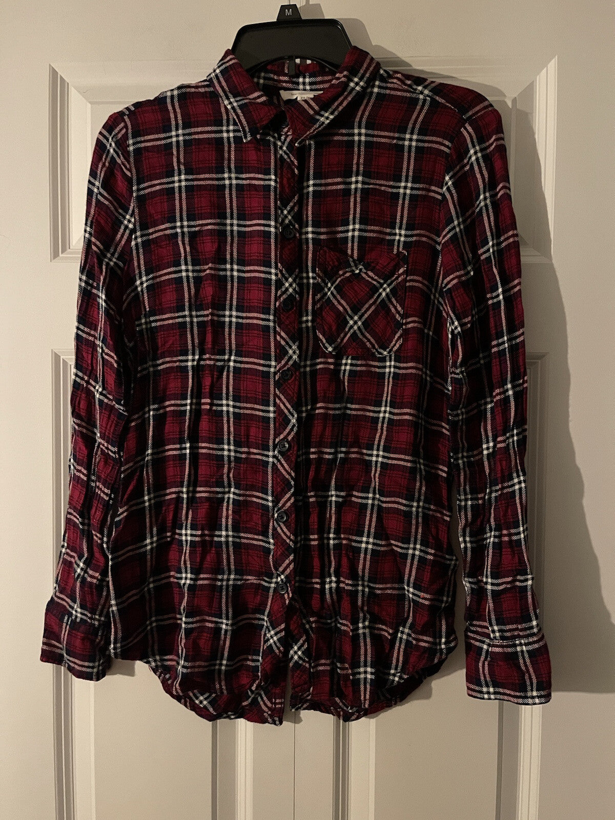 Beach lunch lounge button down xs red navy black white striped