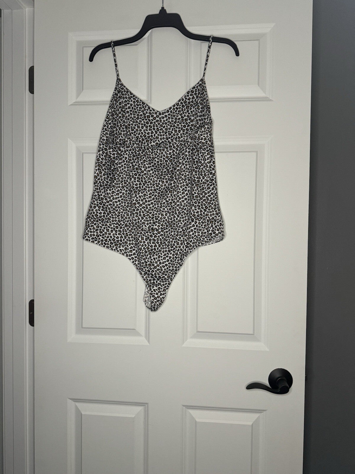White Birch Sleeveless Bodysuit Xl Black White Brown Animal Print 