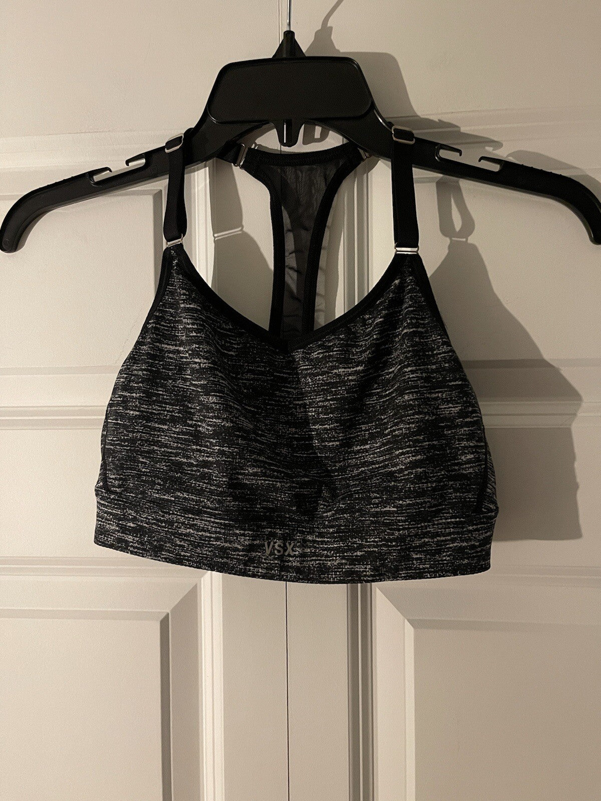 VSX sports bra small black and white heathered