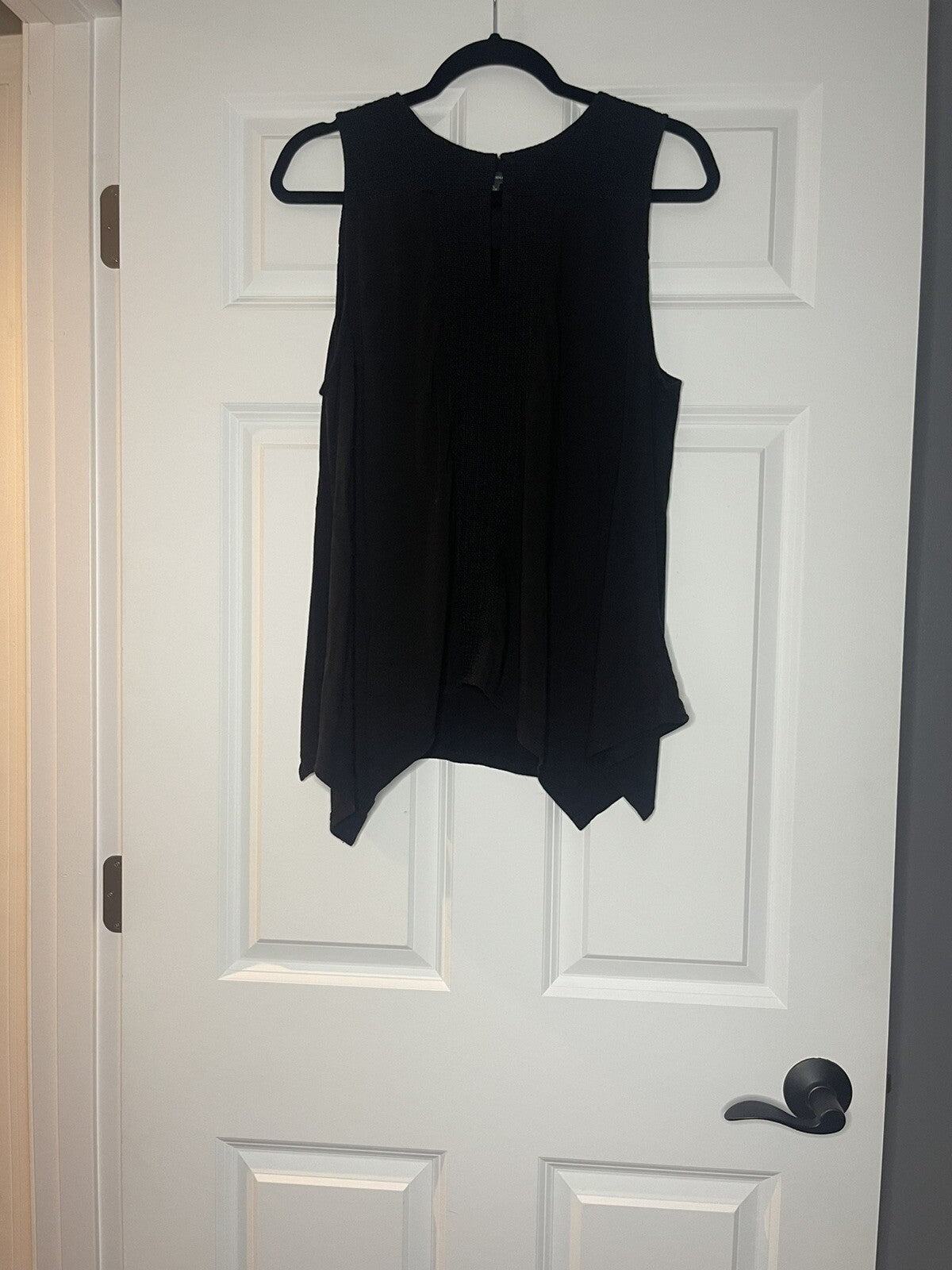 Adrianna Lapel Sleeveless Blouse Xl Black 