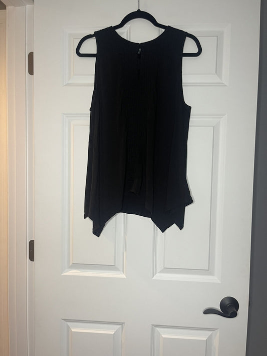 Adrianna Lapel Sleeveless Blouse Xl Black 