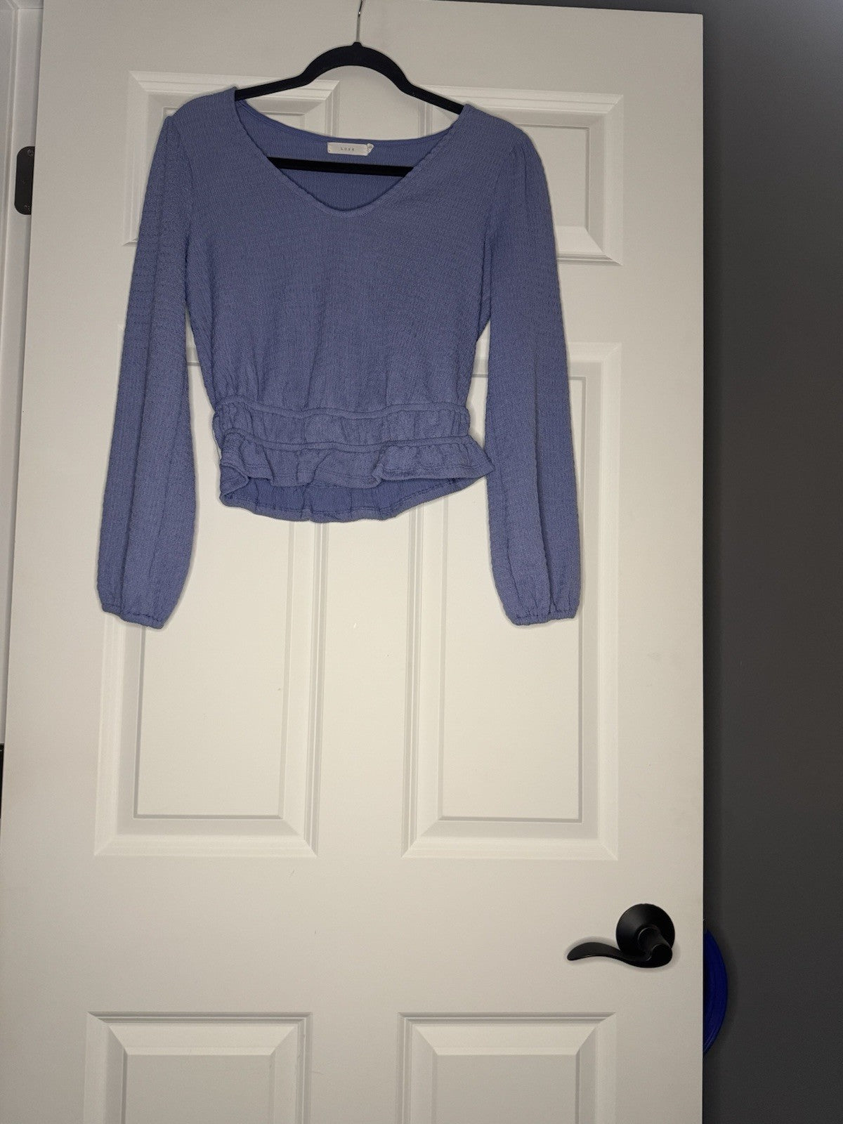 Lush Long Sleeve Textured Blouse Small Violet ￼