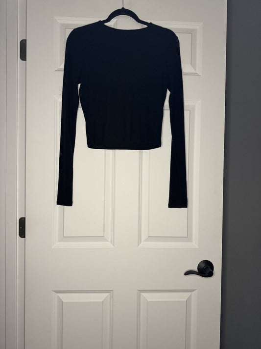 Abercrombie Soft Af Essentials Ribbed Long Sleeve Black Large 