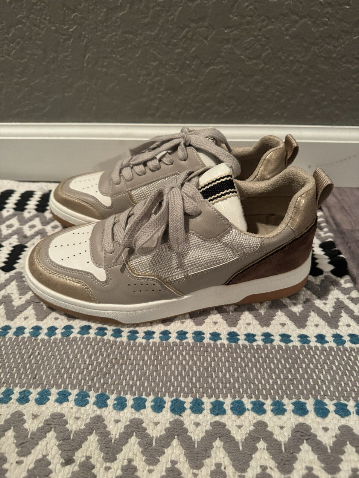 Shu shop Sneakers Size 9 Brown Taupe Gold Brand New 