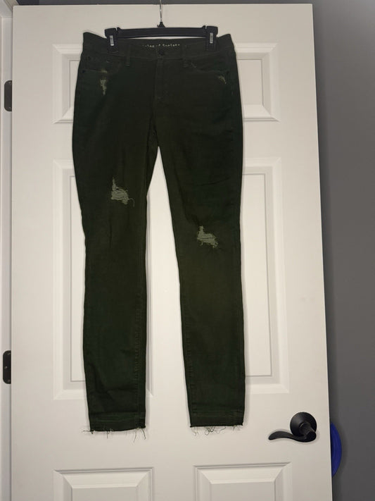 Articles Of Society Skinny Jeans Green Distressed 28 