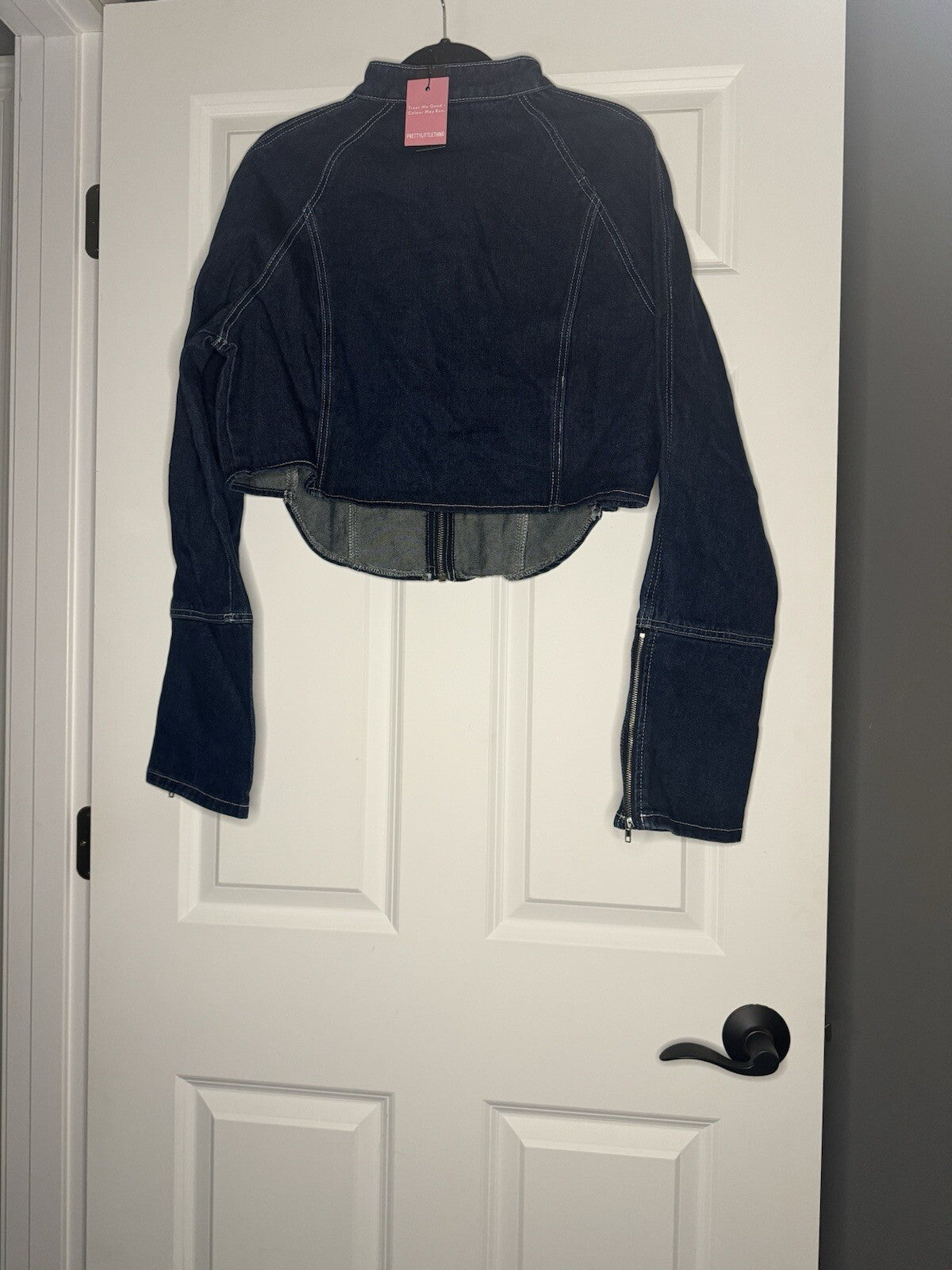 Pretty Little Things Plus Indigo Blue Wash Zip Cuff Detail Jacket 16 Nwt 