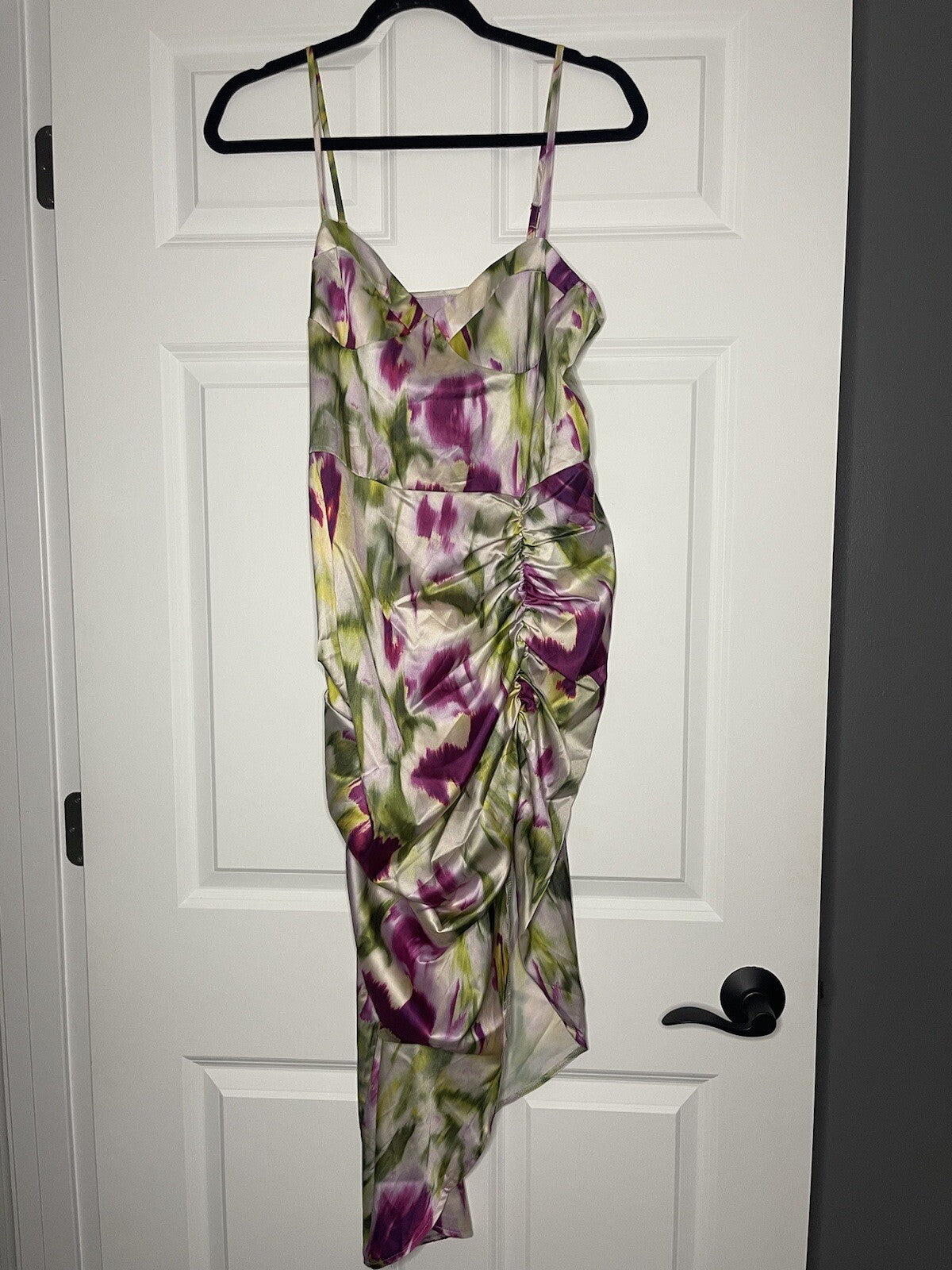 Cider sleeveless dress cinched side large green purple yellow white nwt