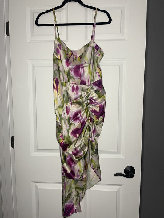 Cider sleeveless dress cinched side large green purple yellow white nwt