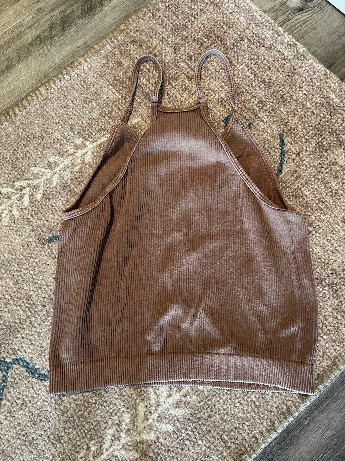 Ododos crop tank m/l mauve ribbed 