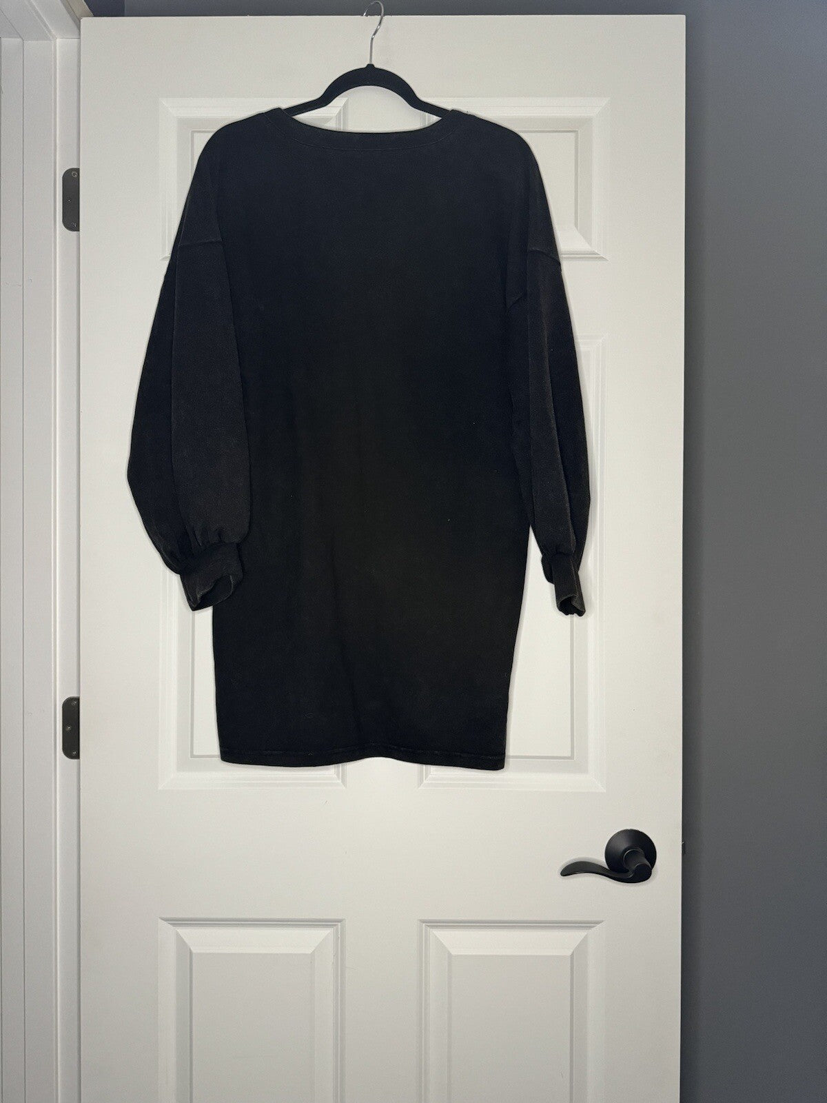 Very J Sweatshirt Dress With Ties Medium Black Acid Wash Nwt 