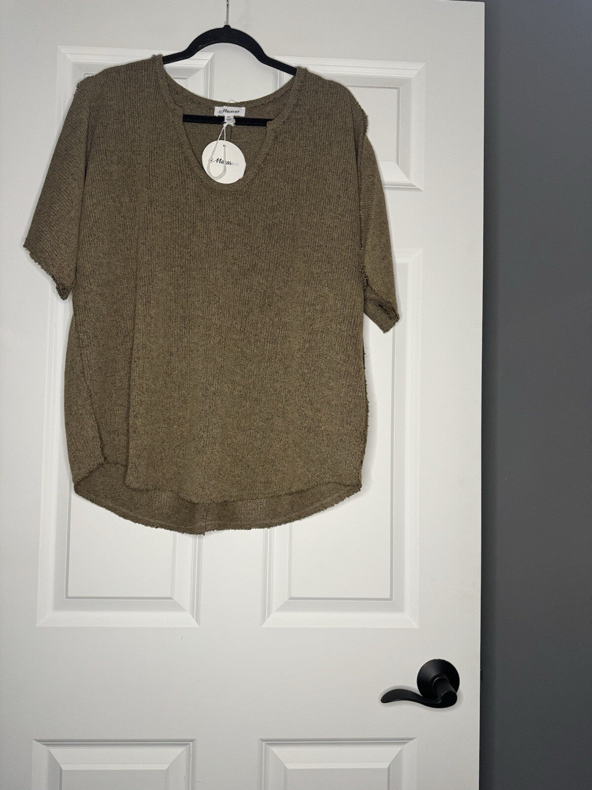 Macaron Short Sleeve Sweater Xl Brown Heathered Nwt 