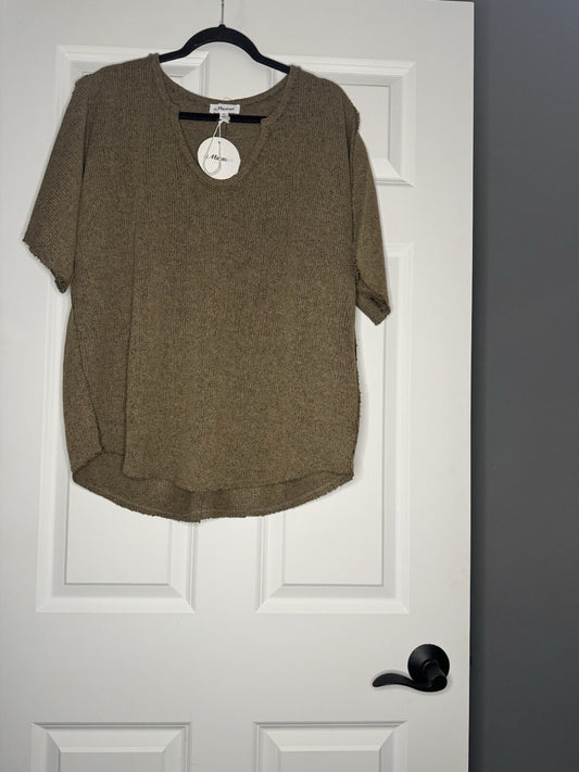 Macaron Short Sleeve Sweater Xl Brown Heathered Nwt 