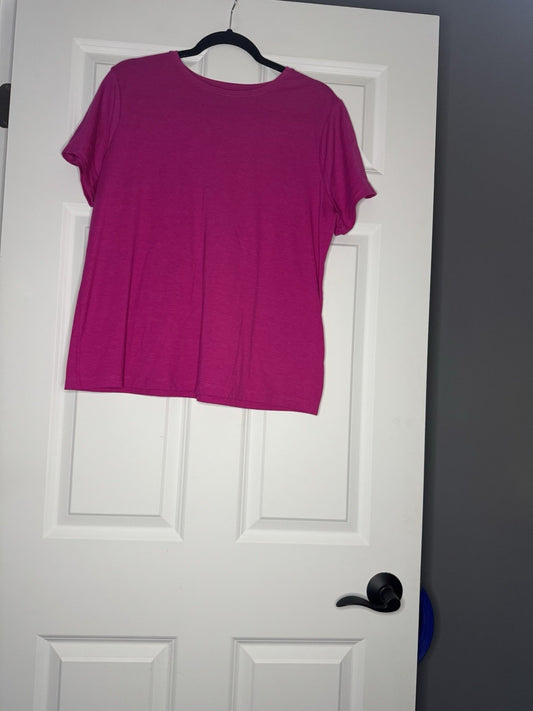 Nine West Soft Spun Short Sleeve Blouse Xl Pink 