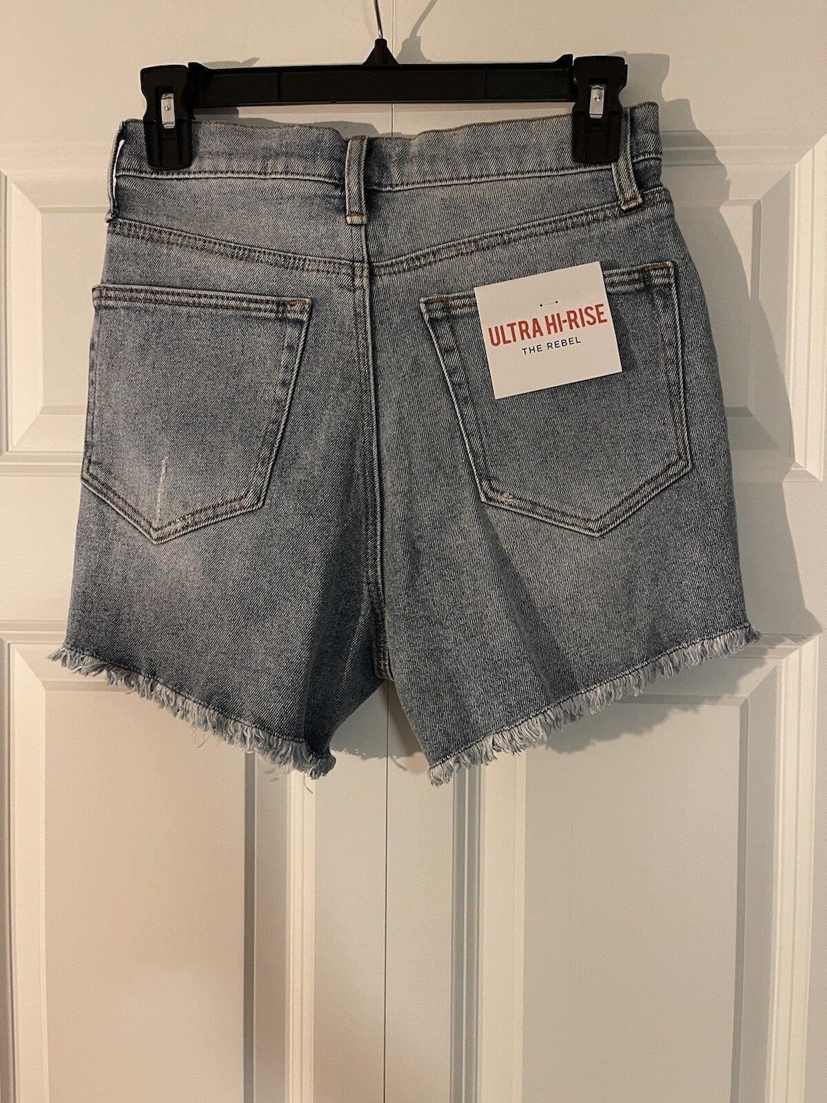 Angry Rabbit The rebel ultra high rise shorts 5/27 distressed blue nwt 
