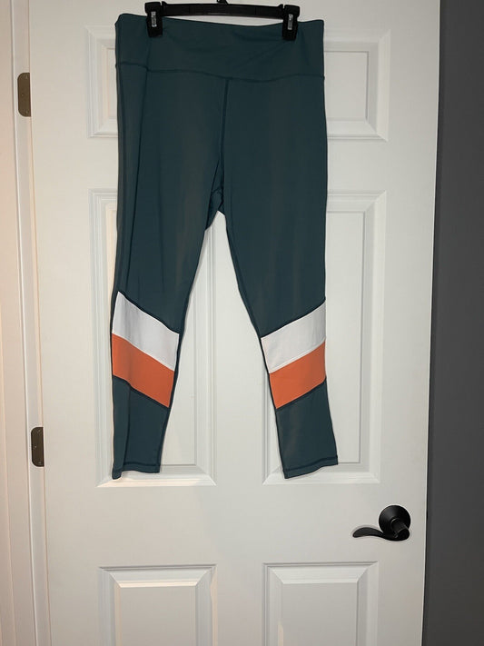 Zyia Active 7’8 Leggings Size 14-16 Green Orange White 