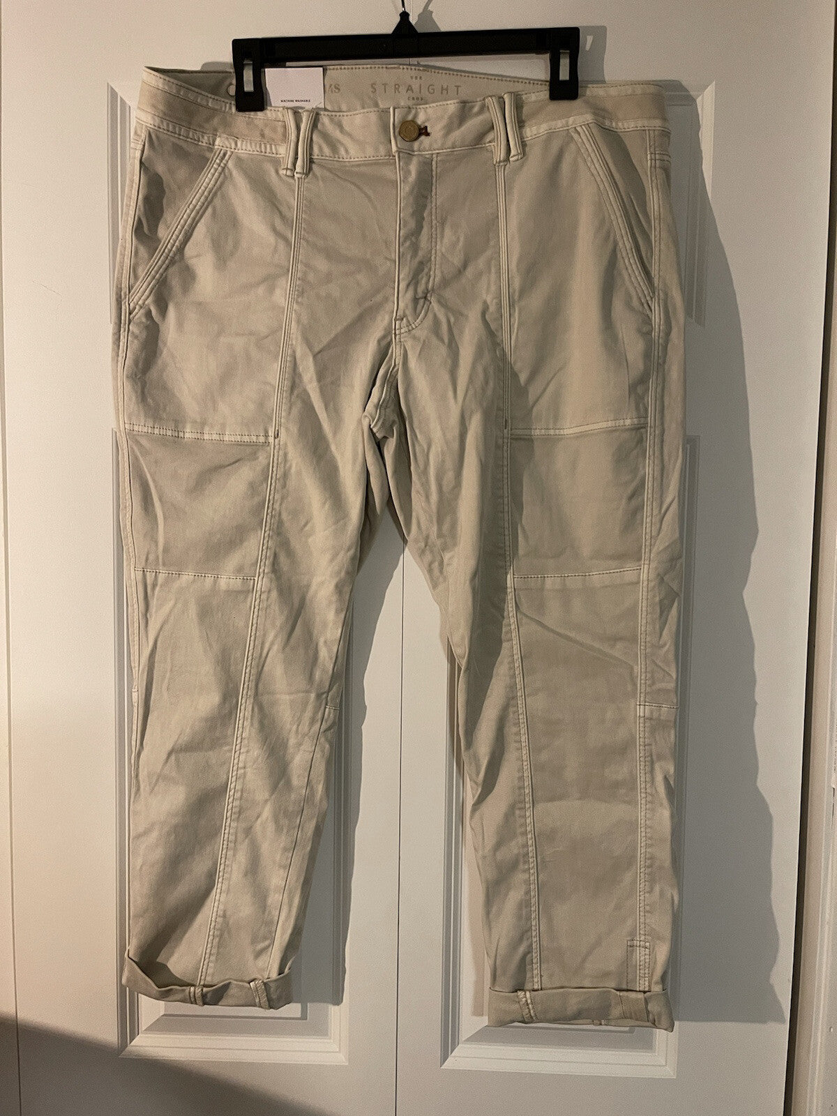 White house black market the straight crop jeans 14 short beige nwt