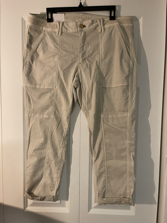 White house black market the straight crop jeans 14 short beige nwt