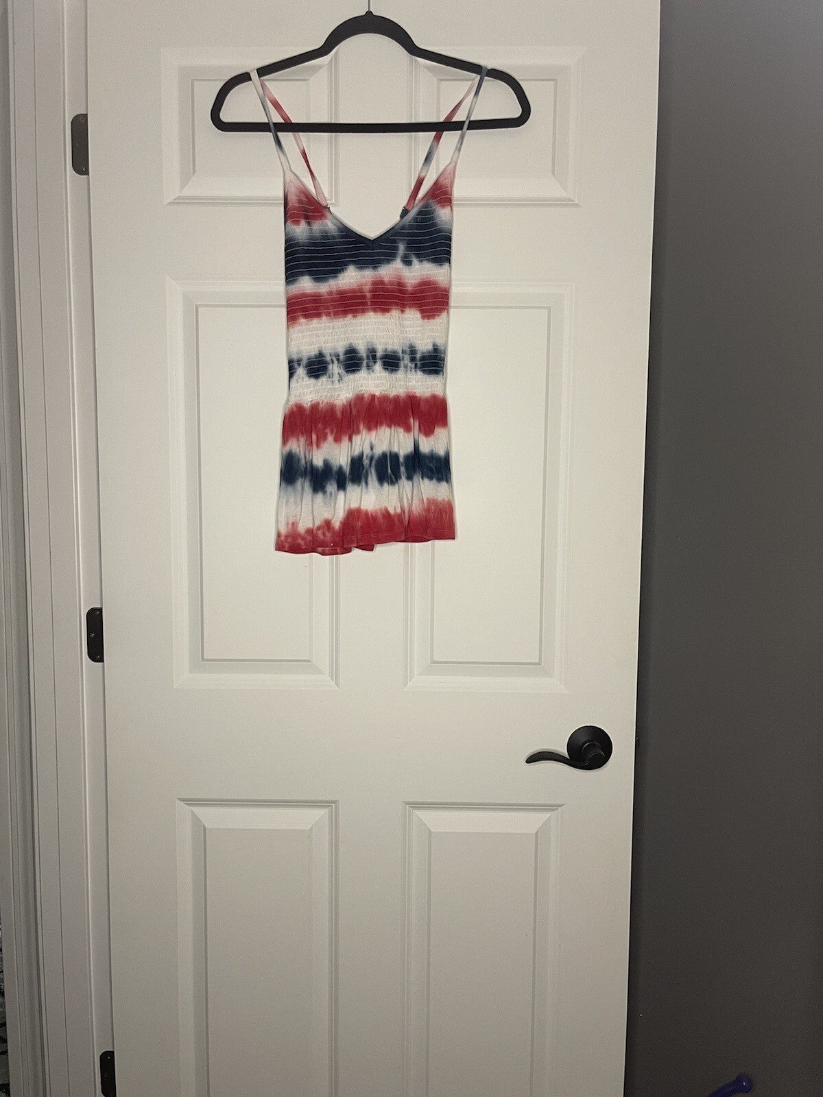 Rock And Roll Denim Sleeveless Blouse Criss Cross Straps Xl Red White Blue  Nwt