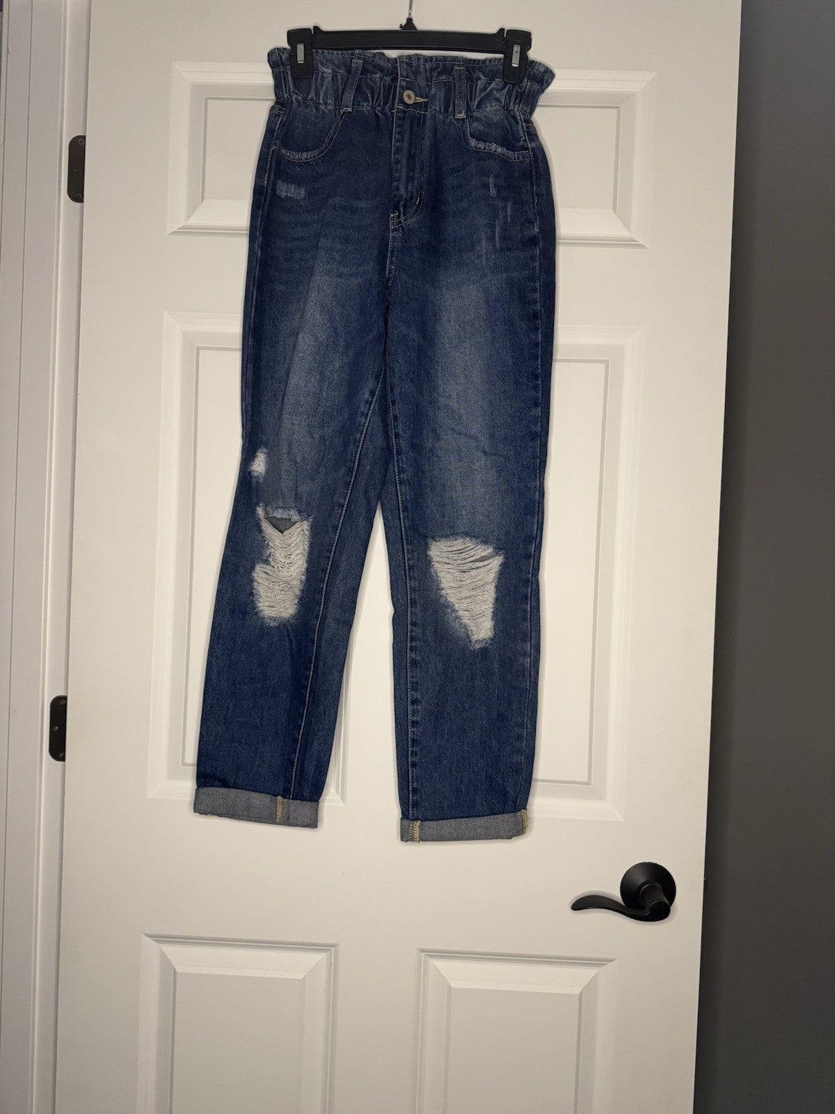 Kancan Small Jeans Elastic Waist Style Kc5214m Cut 35315 Blue Distressed 