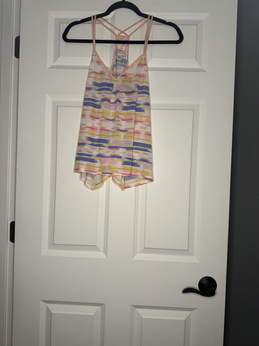 American Eagle Sleeveless Top Peach Pink White Purple Yellow Mix 