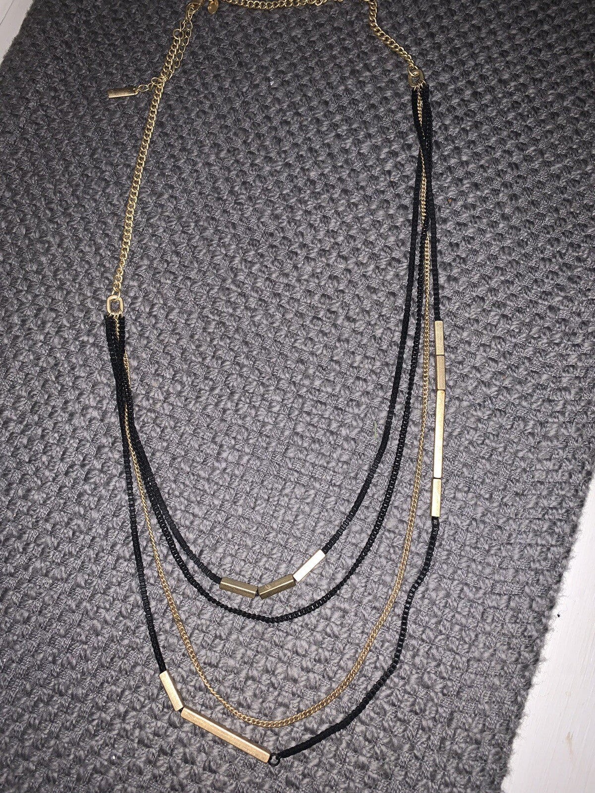 Lia Sophia Black And Gold Layer Necklace 