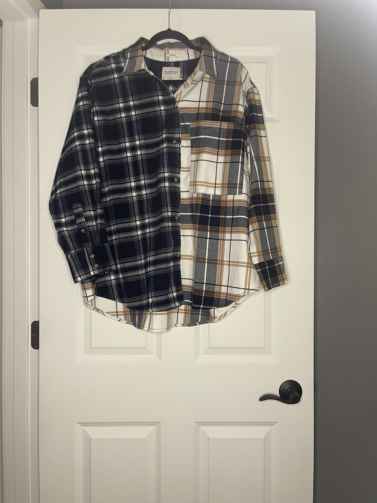 Abercrombie And Fitch Soft Af Oversized Button Up Xl Brown White Plaid Nwt $80