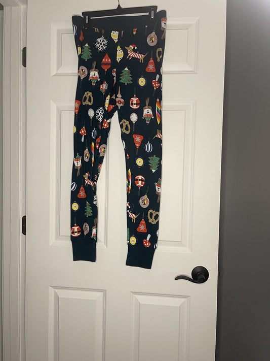 Old Navy Christmas Pajama Pants Large Green W Multi New With Tags