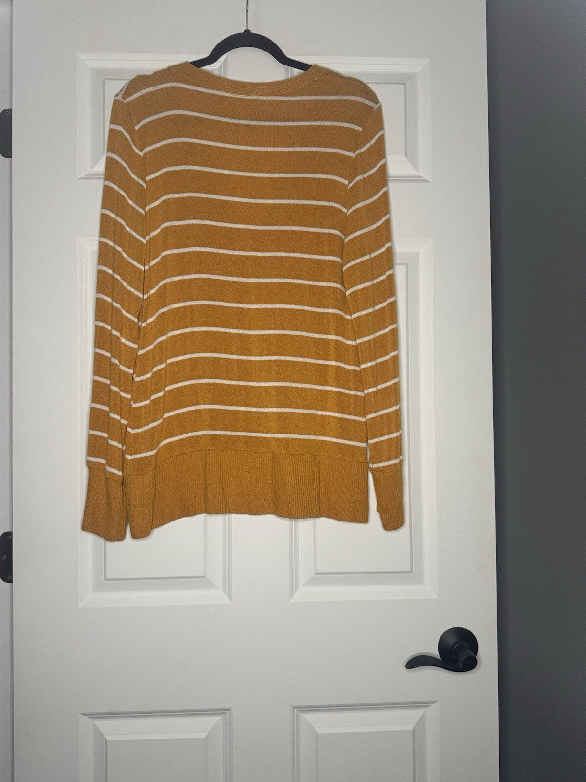 Zenana Mustard White Stripe Cardigan 1x