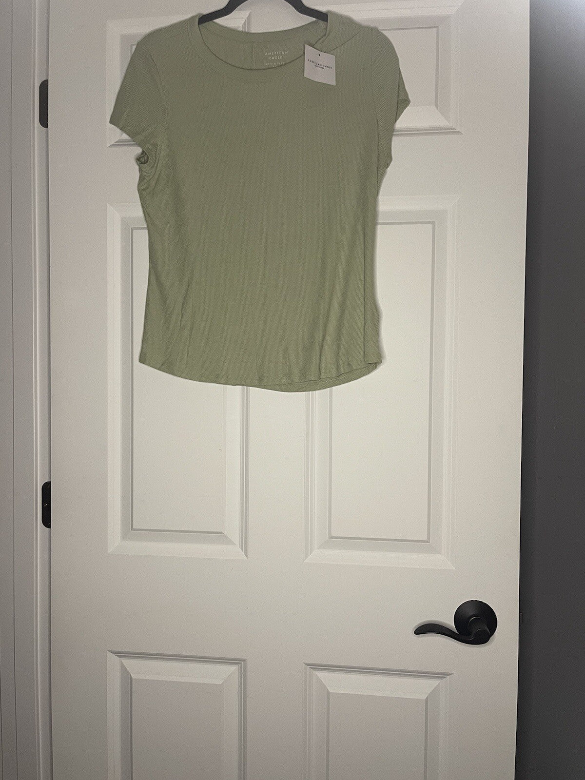 American Eagle Soft And Sexy Ribbed Tee Green Large Nwt 