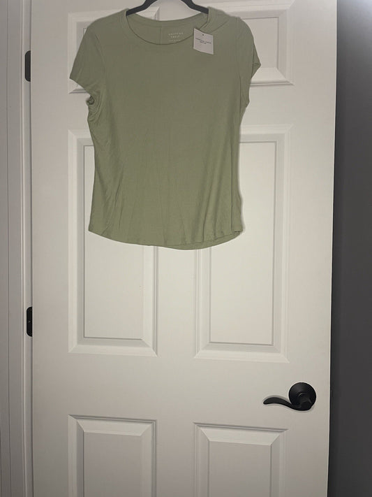 American Eagle Soft And Sexy Ribbed Tee Green Large Nwt 