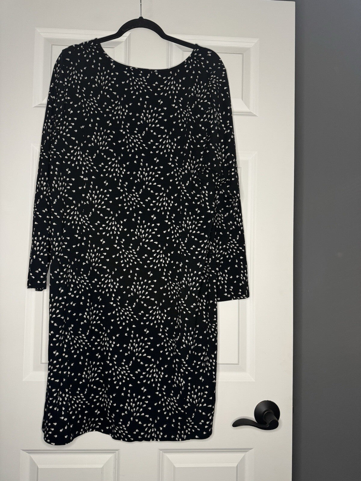 J Jill Wearever Collection Xl Dress Black W Beige Print 