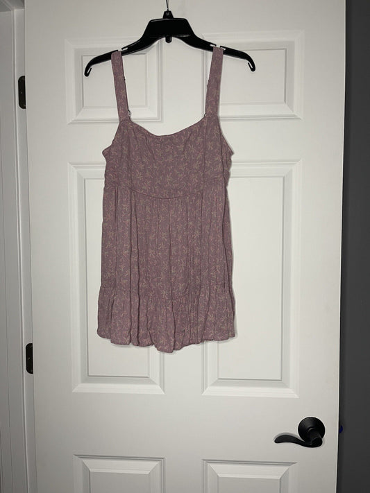 White Birch sleeveless blouse small purple with pink and green floral NWT 