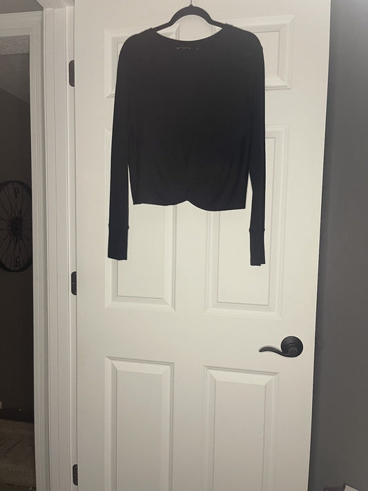 Athleta Sweatshirt Small Black Twisted In Front 