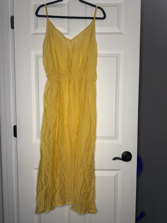 Cupshe Sleeveless Long Cover Up Large Yellow Nwt 