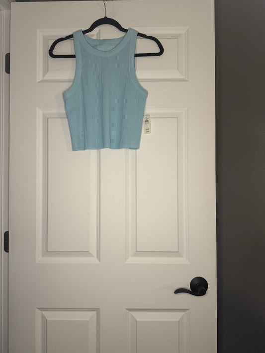 Aerie Large Ribbed Blue Cropped Tank Nwt 