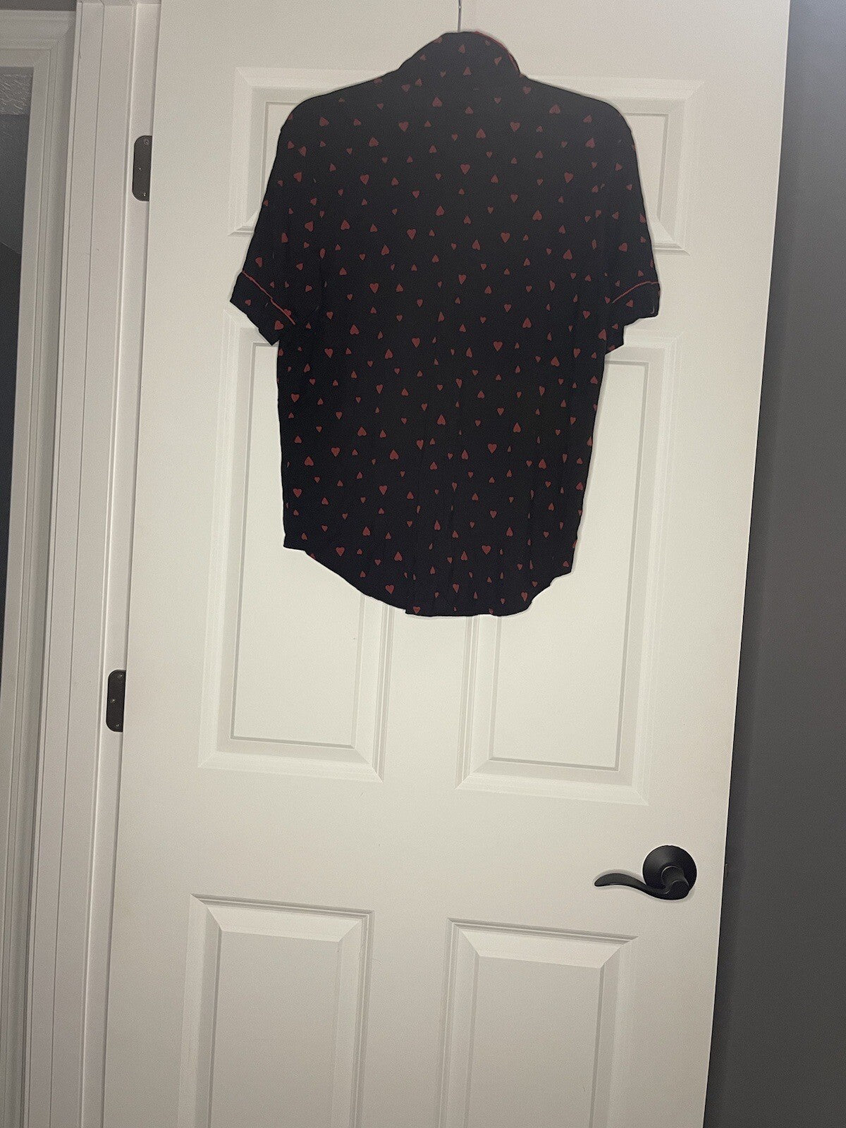 Victorias Secret 2 Piece Pajama Set Small Black With Red Hearts No Drawstring 
