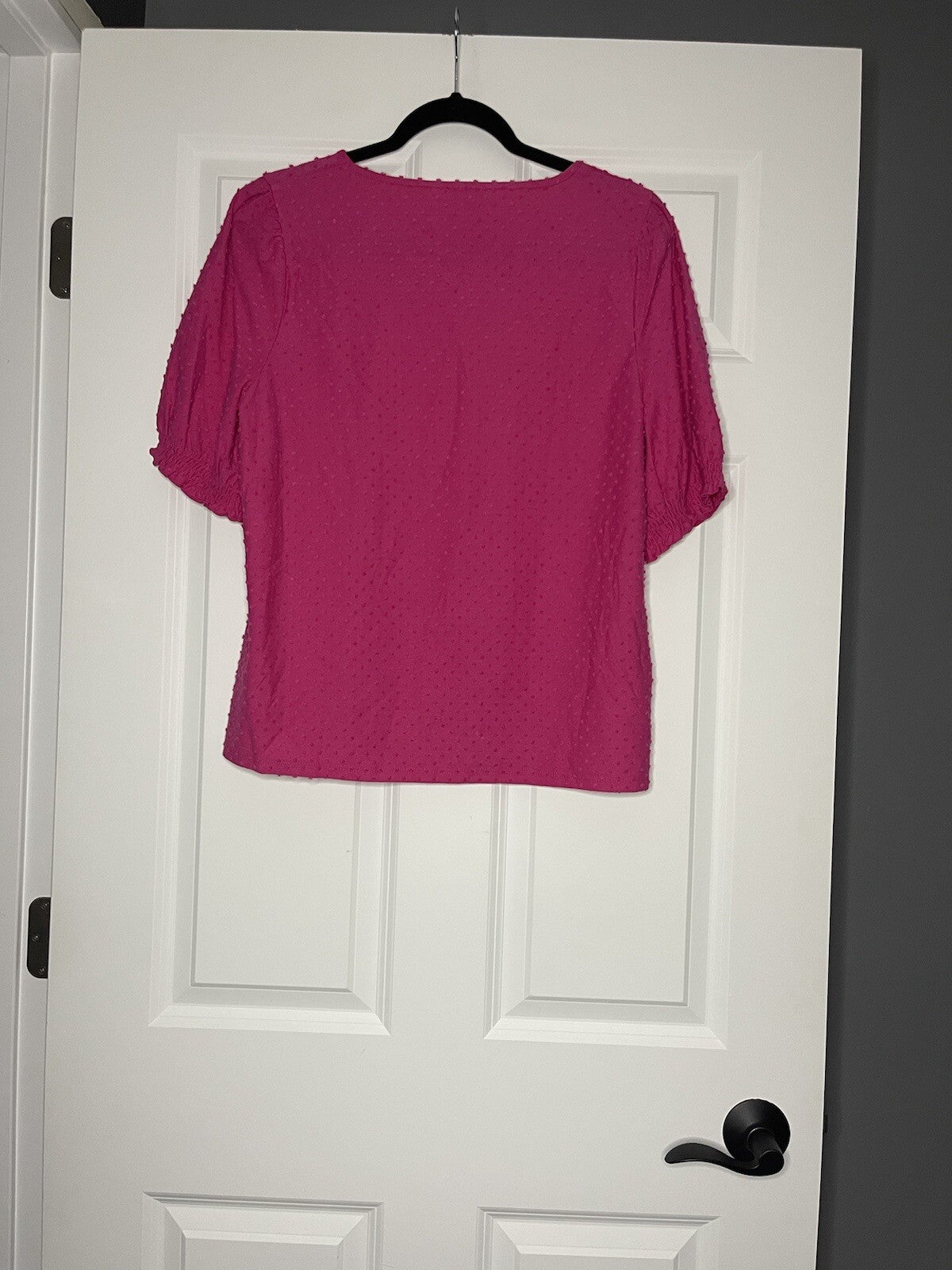 J Crew Short Sleeve Blouse Large Pink W Stitching 