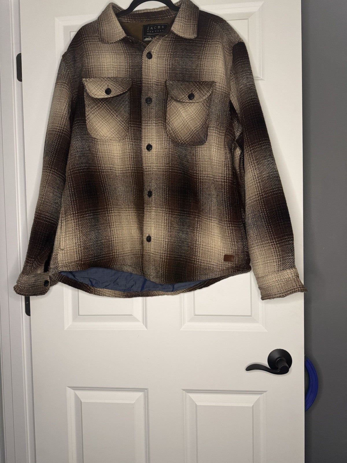 Jachs New York Men’s Shacket Xl Brown Beige Plaid 